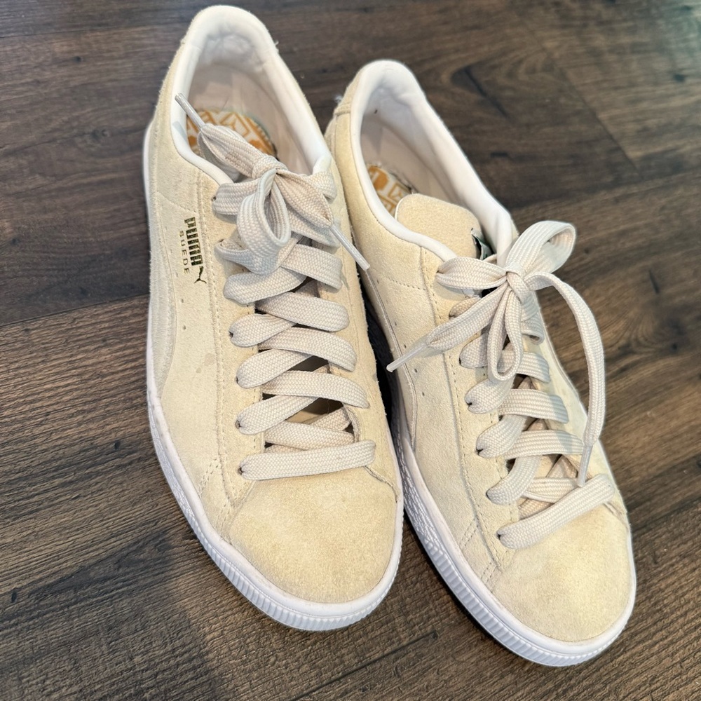 Puma Women Suede Tennis Shoe Sneaker Size 8 Cream - Picture 5 of 5